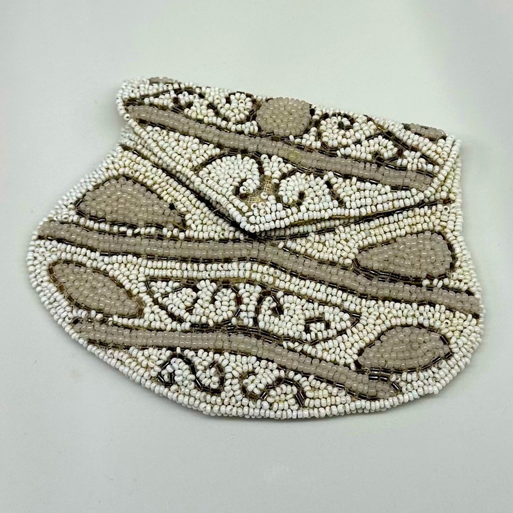 Art Deco Hand-sewn micro beaded antique bag - small